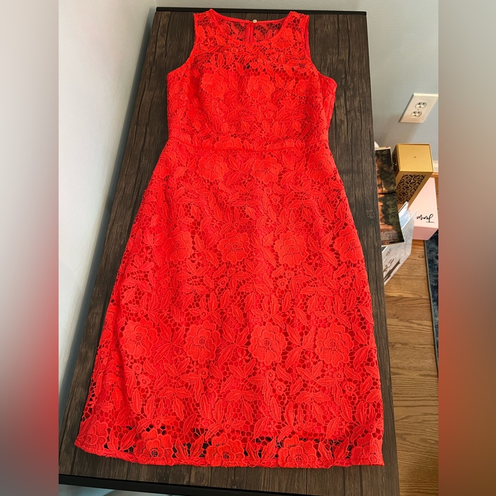 JCrew Collection sleeveless neon pink Floral Lace Dess